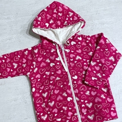 Campera con capucha algodón frisado corazones rosas (ÚLTIMO 12M) - comprar online