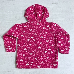 Campera con capucha algodón frisado corazones rosas (ÚLTIMO 12M) en internet