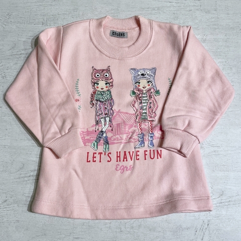 Buzo cuello redondo algodón frisado rosa (ÚLTIMO 12M)