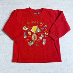 Buzo cuello redondo algodón frisado camping rojo (ÚLTIMO 12M)