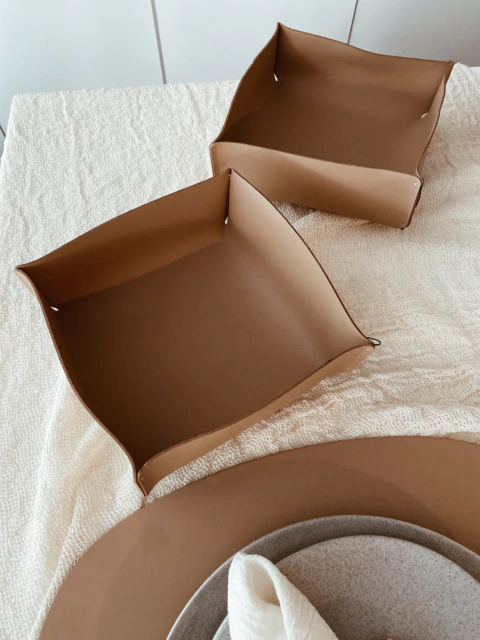 Canasta cuero Reciclado Jengibre - 2 tamaños