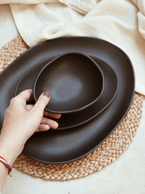 Bowl oval organica Black - comprar online