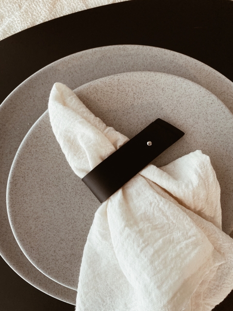 Servilleteros cuero Reciclado Negro - set x 4 - comprar online