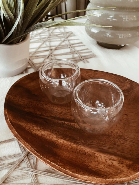 Pocillo doble vidrio - set x 2