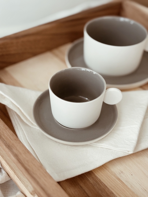 Taza y plato Capri Grey 100ml - set x 6 - comprar online
