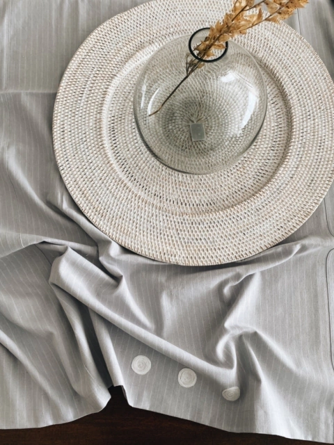 Mantel Lino Gris Motas - 3m