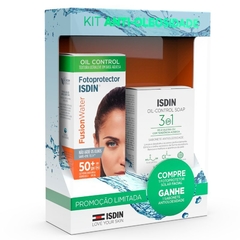 Kit Protetor Facial Isdin Fusion Water Fps50+ 50ml + Sabonete Oil Control Soap 3em1 80g