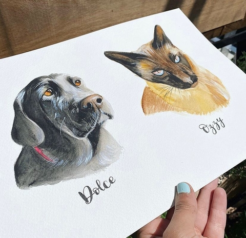 Lámina A4 Personalizada (2 o 3 mascotas)