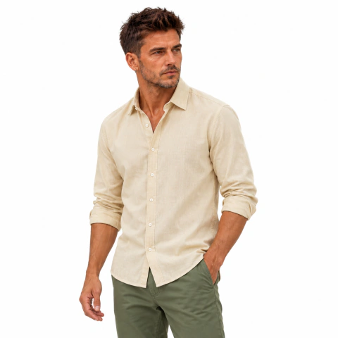 Camisa de Lino Manga Larga