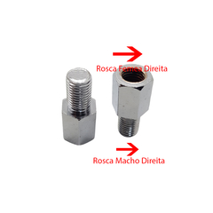 Par Adaptador Espelho Moto Rosca Fêmea E Macho Direita 10mm