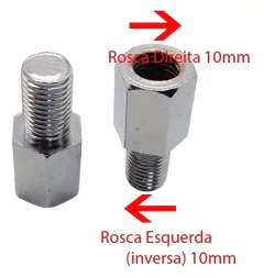 Adaptador Espelhos 10mm Rosca Esquerda Para Rosca Direita