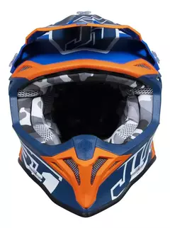 CASCO ENDURO CROSS J39 THRUSTER – AZUL/ NARANJA/ BLANCO MATE - RideMax