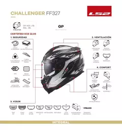 Casco LS2 327 CHALLENGER GP Con PINLOCK - Negro y Blanco