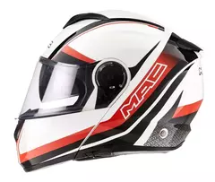 Casco MAC Rebatible Rock Stroke - Negro, blanco y rojo.