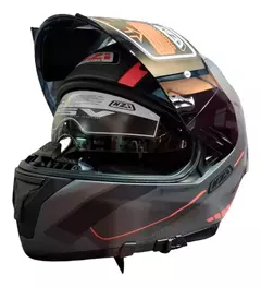 Casco NZI Go Rider Stream Motion Black & Red Matt Tnted + Clear Visor