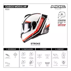 Casco MAC Rebatible Rock Stroke - Negro, blanco y rojo. - tienda online
