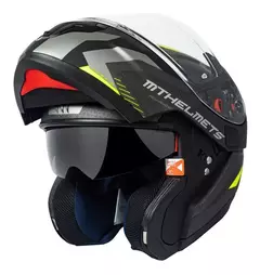 Casco Moto Rebatible Mt Atom Hybrid F2 Amarillo Mate