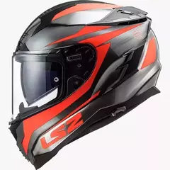 Casco LS2 327 CANNON JEAN Con PINLOCK - Negro y Naraja Fluo