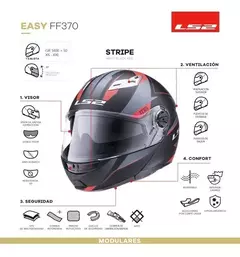 Casco LS2 FF370 EASY STRIPE - NEGRO Y ROJO - tienda online