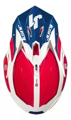 CASCO ENDURO CROSS J39 STARS JUST 1 - ROJO/AZUL/BLANCO GLOSS - RideMax