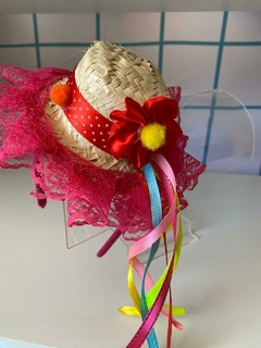TIARA CHAPÉU JUNINO- RENDA PINK - comprar online