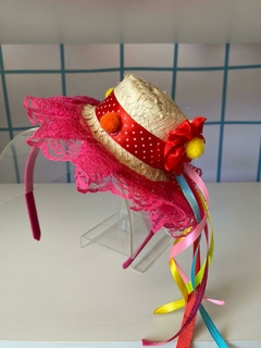TIARA CHAPÉU JUNINO- RENDA PINK - loja online
