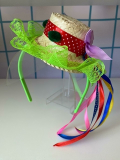 TIARA CHAPÉU JUNINO- RENDA VERDE LIMÃO - comprar online