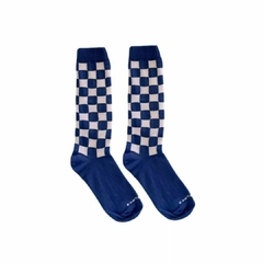 MEIA QUADRICULADA AZUL