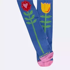 Meia Calça Jardim Secreto Azul - Sorrir e Colorir | Roupas Coloridas e Divertidas