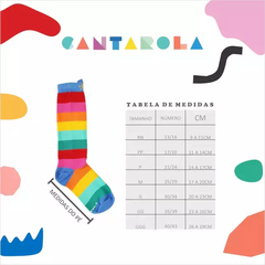 Meia Cereja com pompom 3/4 - Sorrir e Colorir | Roupas Coloridas e Divertidas