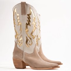 Bota Texana Mujer de Cuero Combinado Caña Alta - comprar online