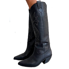 Bota Texana de Cuero Caña Alta con Grabados - SC STORE CALZADOS