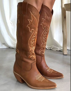 Bota Texana de Cuero Caña Alta con Grabados en internet