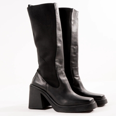 Bota / Borceguí Cuero Caña Alta Combinado con Neoprene Punta Cuadrada - comprar online