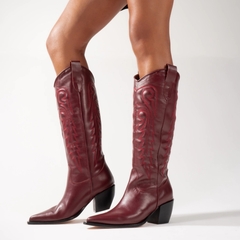 Bota Texana Mujer de Cuero con Grabados - comprar online