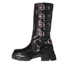 Bota Cuero Caña Alta Detalle Hebillas - tienda online