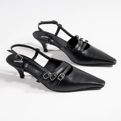Stiletto de Cuero Taco Bajo - SC STORE CALZADOS