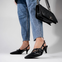 Stiletto de Cuero Taco Bajo - SC STORE CALZADOS