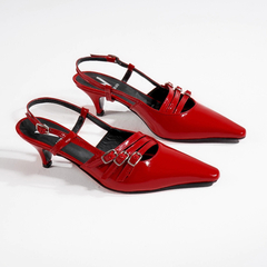 Stiletto de Cuero Taco Bajo - tienda online