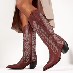 Bota Texana Cuero Caña Alta con Grabados - comprar online