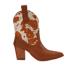 Bota Texana Corta de Cuero Combinado - comprar online