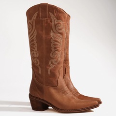 Bota Texana Cuero Caña Alta y Detalle Grabados - SC STORE CALZADOS