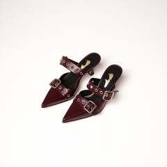 Stiletto / Mule Cuero Taco Bajo - tienda online
