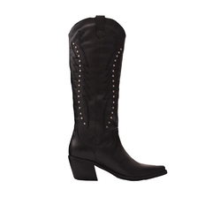 Bota Texana de Cuero Caña Alta con Detalle de Grabados y Tachas - comprar online