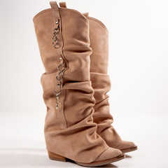 Bota Cuero Caña Alta Detalle Cadenas en Laterales - comprar online