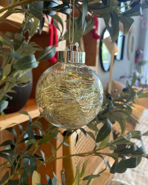 Esfera transparente rayado 8cm gold