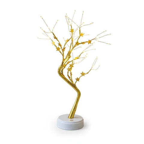 Arbol dorado con estructura / Luz a pila y USB