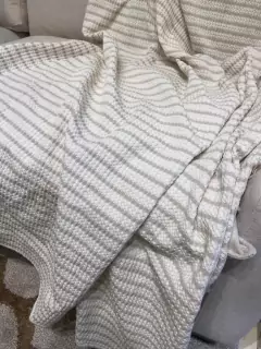 MANTA CHENILLE A RAYAS BEIGE/MARRON 1.80x1.30m - comprar online