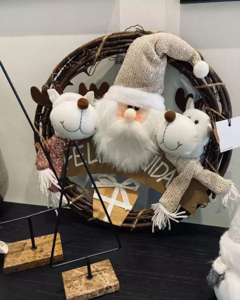 Rosca Papa Noel y reno 40 cm