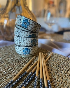 Set SUSHI x 4 + palillos Flores azules - comprar online
